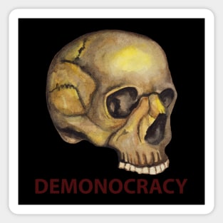 Human skull Demonocracy Sticker